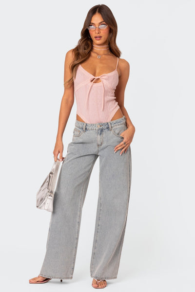 Emma Bow Tie Jeans - Oversized Jeans with bow ties